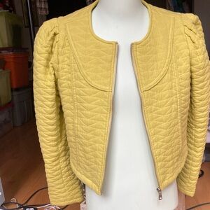 7 For All Mankind Yellow Quilted Puff Sleeve Blazer